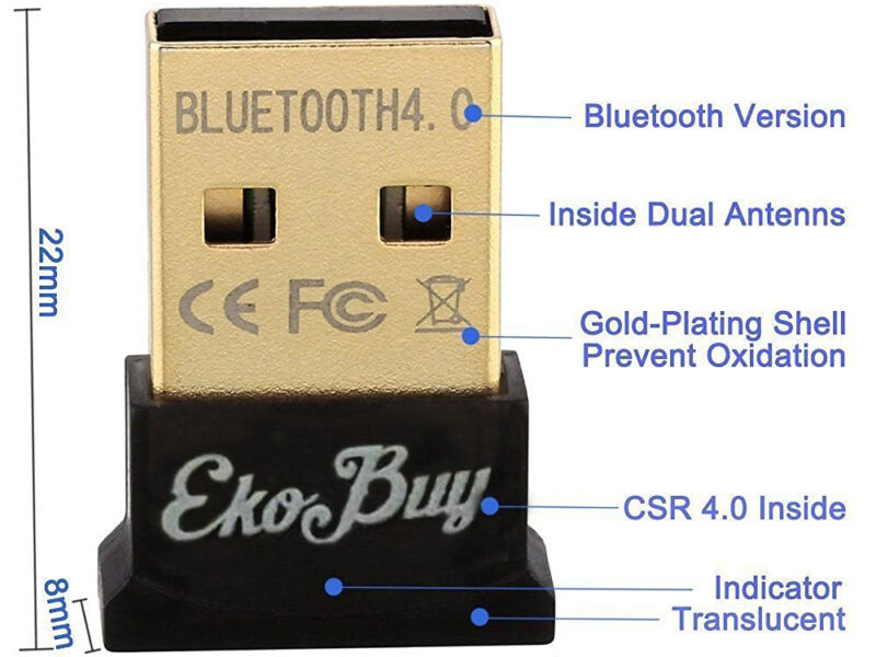 USB Bluetooth v4.0 / 5.0 CSR Adapter Dongle SKU asc10155