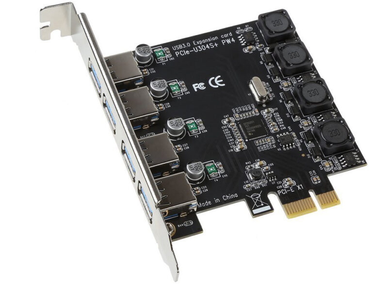 EkoBuy PCI-E 4-Port USB 3.0 Expansion Card Super Speed Up to 5Gbps Plug and Play SKU asc10073