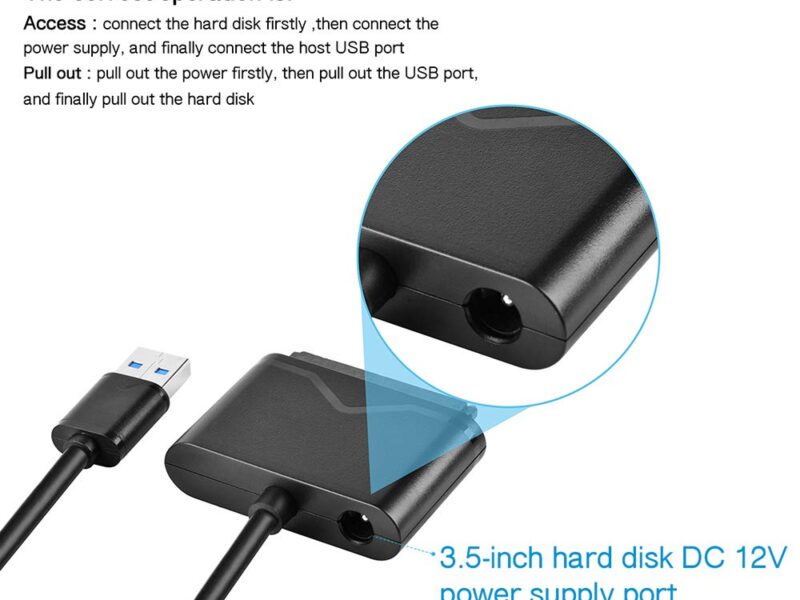 USB 3.0 to Sata Adapter Converter 2.5",3.5" Sata HDD,SSD, UASP with 12V DC PowerSKU asc10092