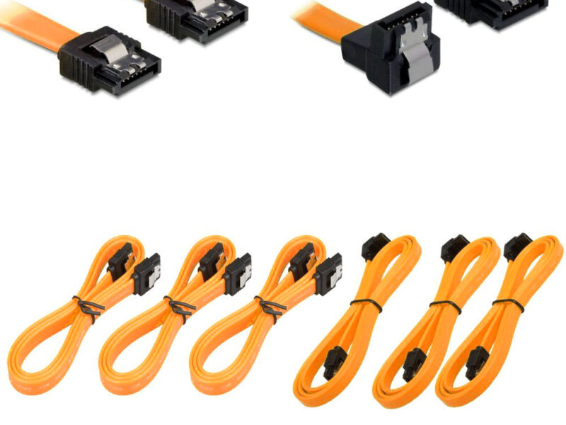 6 Pack Orange SATA III 6Gbps Right-Angle and Straight HDD SDD Data CD Cable 50cm SKU asc10086