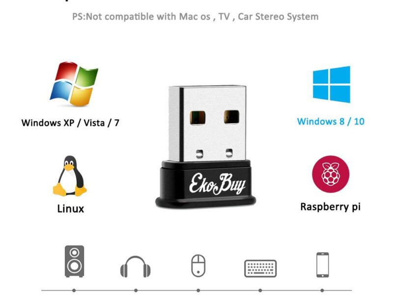 EkoBuy USB Bluetooth 4.0 Broadcom Adapter Dongle PC Plug and Play Windows 10 8 7 SKU asc10095