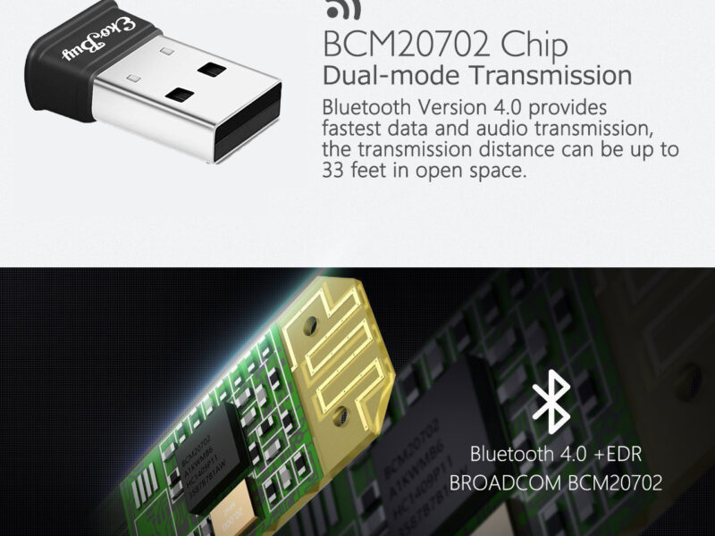 EkoBuy USB Bluetooth 4.0 Broadcom Adapter Dongle PC Plug and Play Windows 10 8 7 SKU asc10095