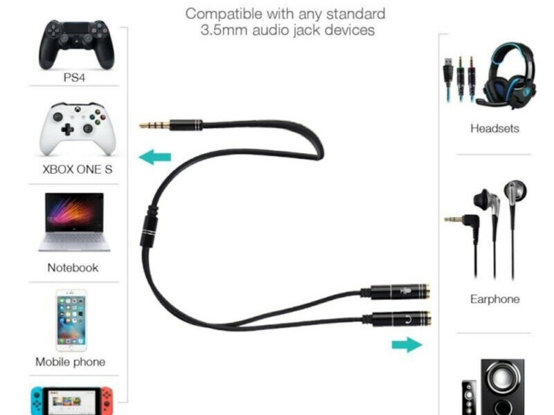 Headset Y Splitter Microphone and Headphone SKU asc10035