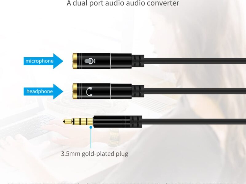 Headset Y Splitter Microphone and Headphone SKU asc10035