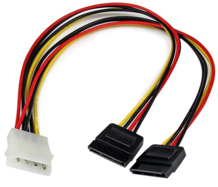 Molex to SATA Power Y Splitter Adaptor Cable Lead 2 Way 4 Pin To 2 x 15 Pin SKU asc10008-mol