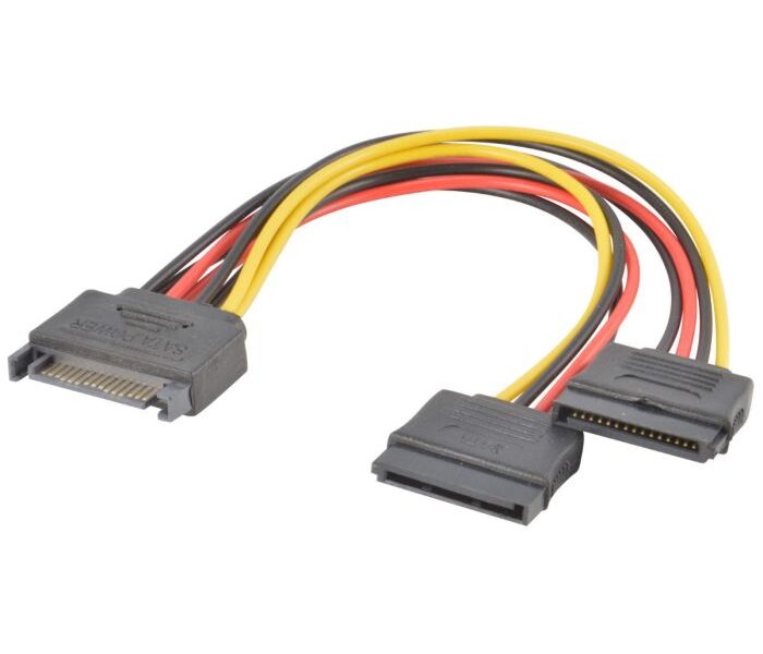 Sata to 2x SATA Power Y Splitter Adaptor Cable Lead 2 Way 1x 15 Pin to 2x 15 Pin SKU asc10008-sat